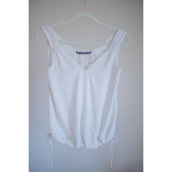 ZARA Basic collection tank top with gold dots - Size XS - EUC - Picture 1 of 8